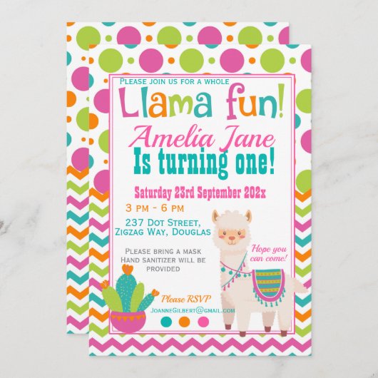 Whole Llama Fun Birthday Party Kaart (Voorkant / Achterkant)