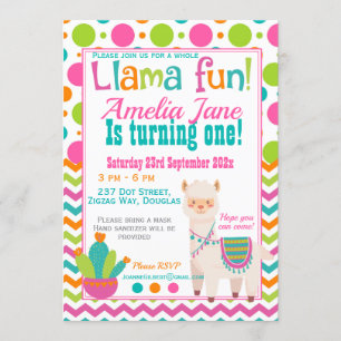 Whole Llama Fun Birthday Party Kaart