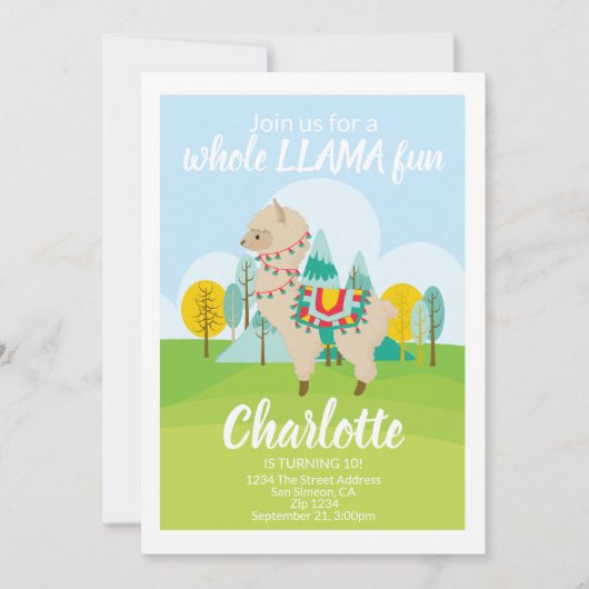 Whole Llama Fun Birthday Party Kaart (Voorkant)