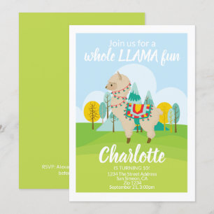 Whole Llama Fun Birthday Party Kaart