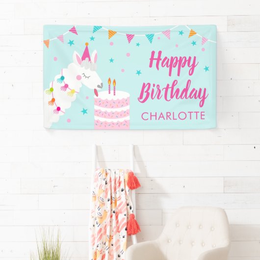 Whole Llama Fun Cake 2e verjaardag Aqua Spandoek (Insitu)