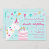 Whole Llama Fun Cake 3rd Birthday Aqua Kaart (Voorkant / Achterkant)