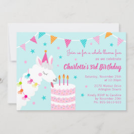 Whole Llama Fun Cake 3rd Birthday Aqua Kaart