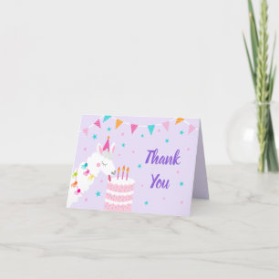 Whole Llama Fun Cake 3rd Birthday Paars Bedankkaart
