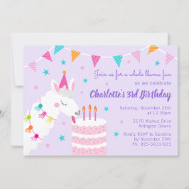 Whole Llama Fun Cake 3rd Birthday Paars Kaart