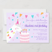 Whole Llama Fun Cake 3rd Birthday Paars Magnetische Uitnodiging (Voorkant)