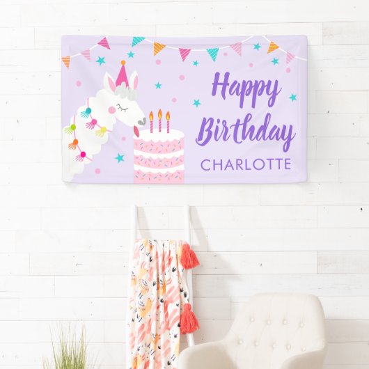 Whole Llama Fun Cake 3rd Birthday Paars Spandoek (Insitu)