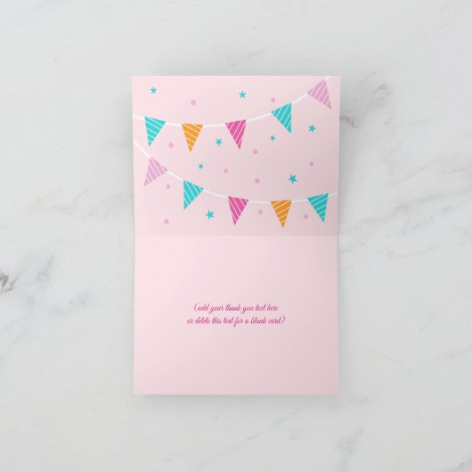 Whole Llama Fun Cake 3rd Birthday roze Bedankkaart (Binnen)