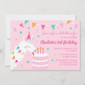 Whole Llama Fun Cake 3rd Birthday roze Kaart (Voorkant)