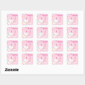 Whole Llama Fun Cake 3rd Birthday roze Vierkante Sticker (Vel)