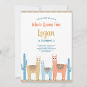 Whole Llama Fun Cute Animals Boy Birthday Party Kaart (Voorkant)