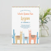 Whole Llama Fun Cute Animals Boy Birthday Party Kaart (Staand voorkant)