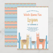 Whole Llama Fun Cute Animals Boy Birthday Party Kaart (Voorkant / Achterkant)