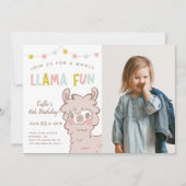 Whole Llama Fun Kids Birthday Party Photo Kaart (Voorkant)