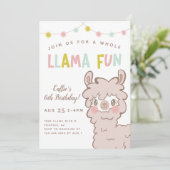 Whole Llama Fun Kinderen Birthday Party Kaart (Staand voorkant)