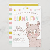Whole Llama Fun Kinderen Birthday Party Kaart (Voorkant / Achterkant)