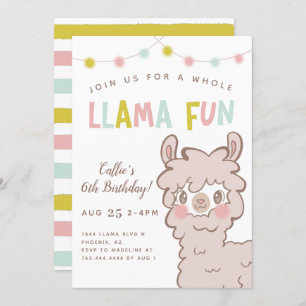 Whole Llama Fun Kinderen Birthday Party Kaart