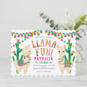 Whole Llama Fun, Llama verjaardagsfeest Uitnodigin Kaart (Staand voorkant)