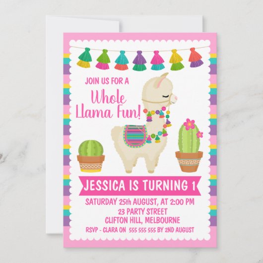 Whole llama leuke verjaardagsuitnodiging kaart (Voorkant)