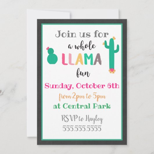 Whole llama leuke verjaardagsuitnodiging kaart (Achterkant)