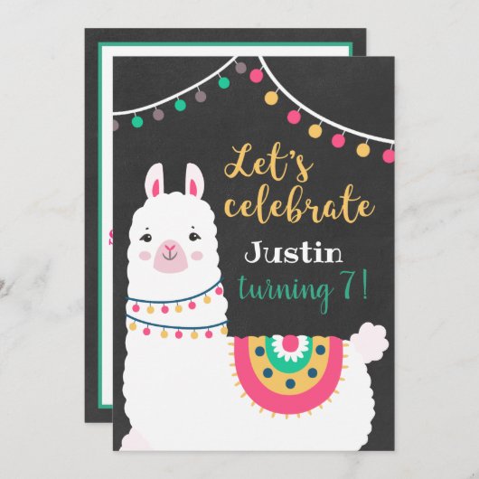 Whole llama leuke verjaardagsuitnodiging kaart (Voorkant / Achterkant)