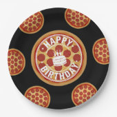 Whole Pizza Happy Birthday Party Design Papieren Bordje (Voorkant)