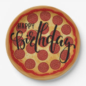 Whole Pizza Happy Birthday Party Design Papieren Bordje (Voorkant)