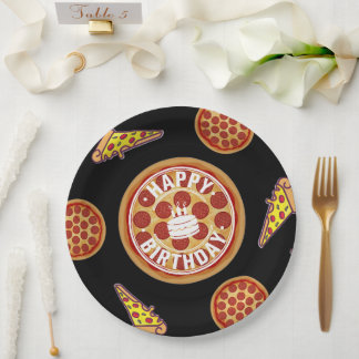 Whole Pizza Happy Birthday Party Design Papieren Bordje
