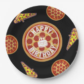 Whole Pizza Happy Birthday Party Design Papieren Bordje (Voorkant)
