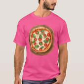 Whole Round Pizza Margherita Served On A Wooden Bo T-shirt (Voorkant)