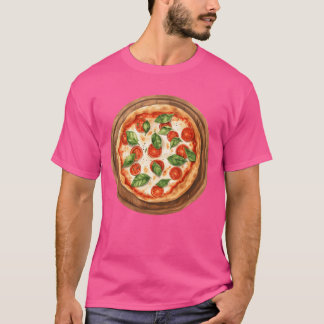 Whole Round Pizza Margherita Served On A Wooden Bo T-shirt
