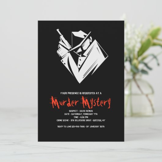 Whole Unit Mystery Murder Invitation Kaart (Staand voorkant)