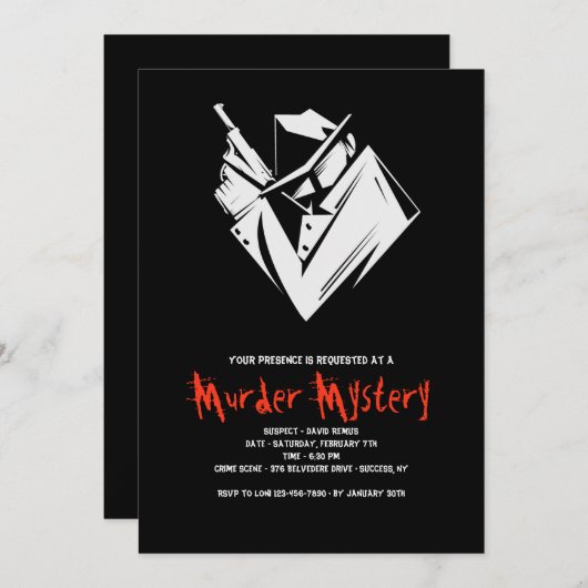 Whole Unit Mystery Murder Invitation Kaart (Voorkant / Achterkant)