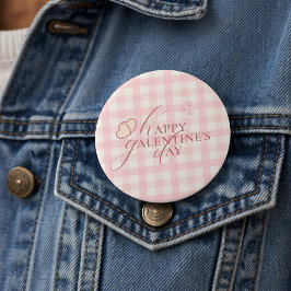Wholesome Cute Pink Check Typography Galentine Day Ronde Button 7,6 Cm