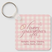 Wholesome Cute Pink Check Typography Galentines Sleutelhanger (Voorkant)