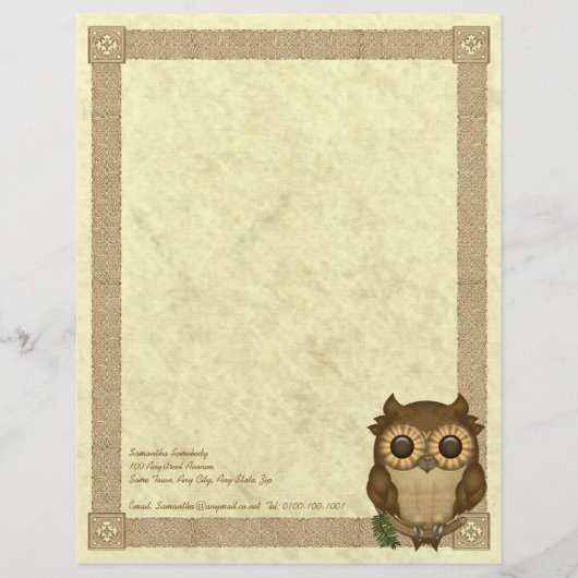 Whoolio the Cutest Owl Letterhead Gepersonaliseerd Briefhoofd (Voorkant)