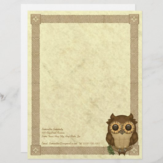 Whoolio the Cutest Owl Letterhead Gepersonaliseerd Briefhoofd (Voorkant / Achterkant)