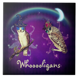Whooooligans Funny Party Hooligan Owls Tegeltje