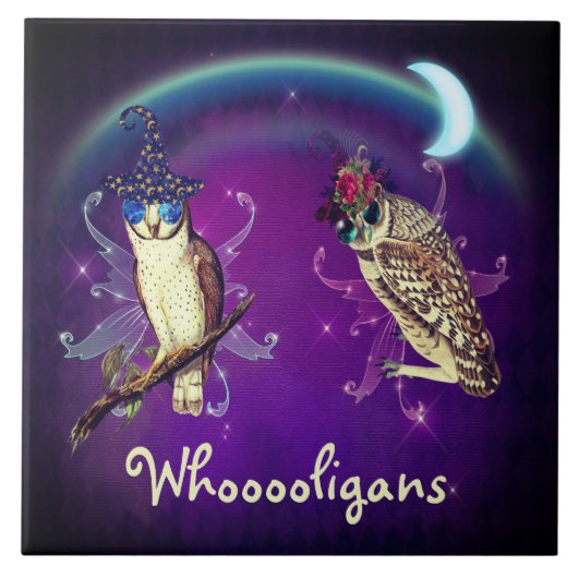 Whooooligans Funny Party Hooligan Owls Tegeltje (Voorkant)