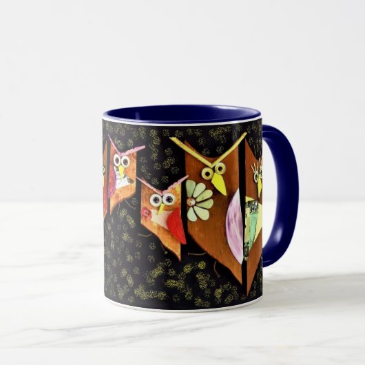 Whoooooooo heeft koffie nodig? tweekleurige mok (Voorkant rechts)