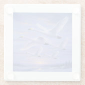 Whooper Swans at Dusk Glazen Onderzetter (Achterkant)