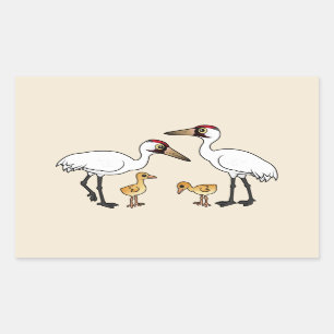 Whooping Crane Familie Rechthoekige Sticker