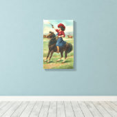 Whoopin's Cowgirl 9-inch x14,5-inch canvas afdruk (Insitu (Houten vloer))