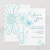 Whoopsie Daisy Eenvoudig Aqua Blauwe Bewaar de Dat Kaart (Voorkant / Achterkant)