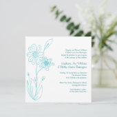 Whoopsie Daisy Simple Flowers Aqua Blue Wedding Kaart (Staand voorkant)