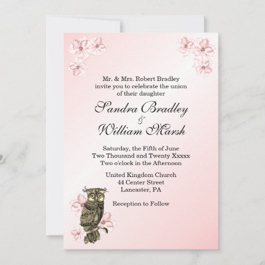 Whoos die trouwde roze bruinwortel uitnodiging (Voorkant)