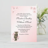 Whoos die trouwde roze bruinwortel uitnodiging (Staand voorkant)