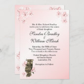 Whoos die trouwde roze bruinwortel uitnodiging (Voorkant / Achterkant)