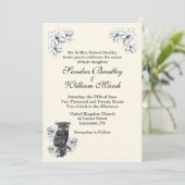 Whoo's Getting Married Cream Wedding Invitation Kaart (Staand voorkant)