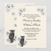 Whoo's Getting Married Cream Wedding Invitation Kaart (Voorkant / Achterkant)